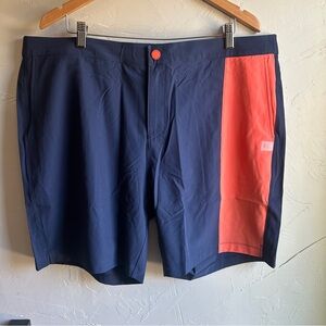 NWT Rhône‎ Barrier Swim Shorts Navy and Orange Sz XXL 6” Inseam Standard Fit